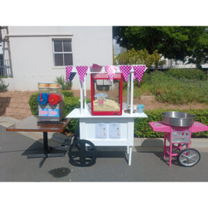 Slushy, Popcorn and Candy Floss Combo including White Cart